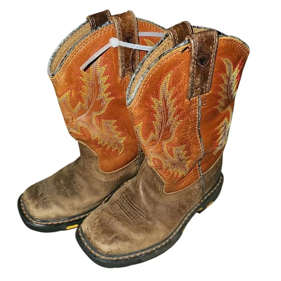 COPY - Little Boys Brown Ariat Leather Upper Cowboy Boot 2 / Size 10.5 - Picture 1 of 1